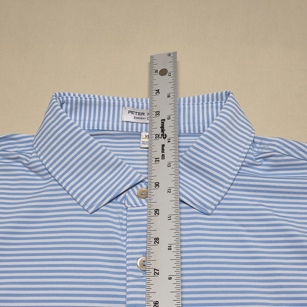 Peter Millar Summer Comfort Polo Shirt Men XL Blue/White Striped Pullover RegFit - Picture 6 of 9